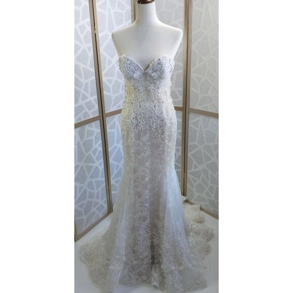 Eve of Milady Wedding Dress Strapless Fit and Flare Couture Collection Size 8 - Picture 1 of 12